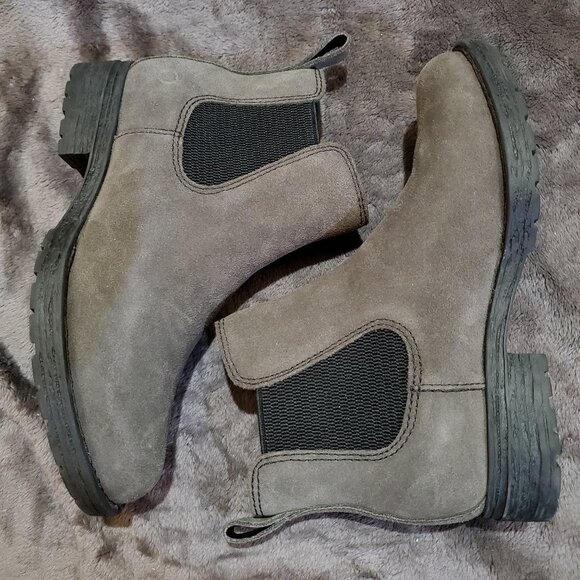 Born b.o.c. Rugged Gray Suede Slip On Ankle Boots Womens Size 7M - Picture 5 of 12